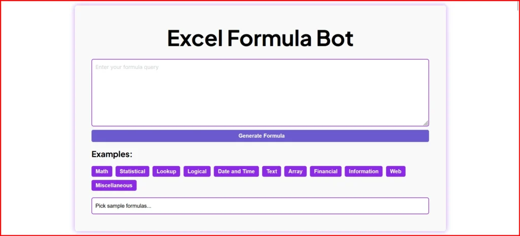 Excel formula Bot