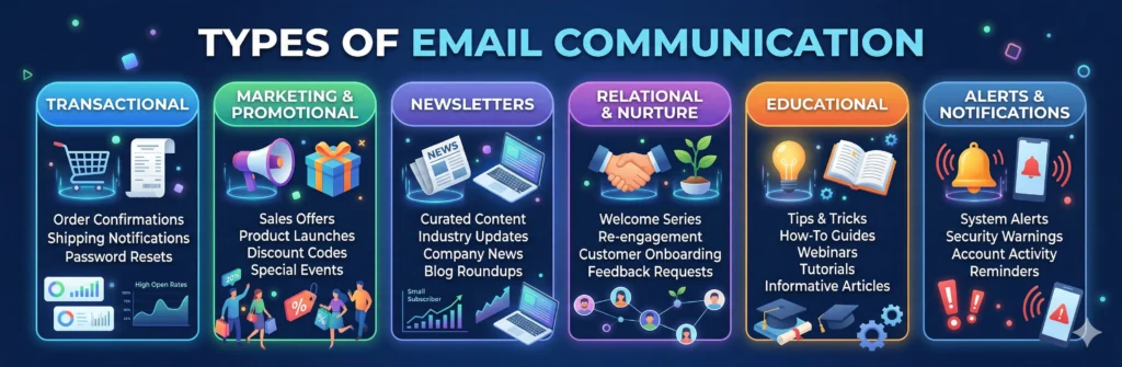 How many types of emails are there