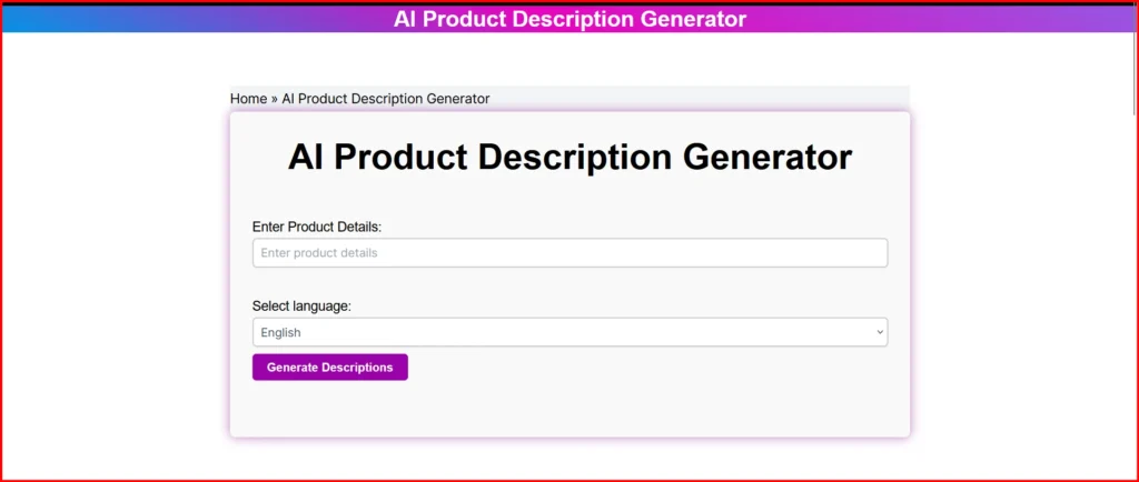 AI Product Description Generator