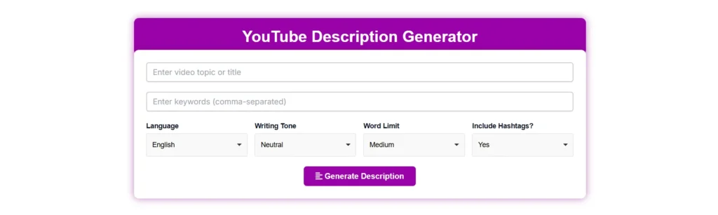 Youtube Description Generator