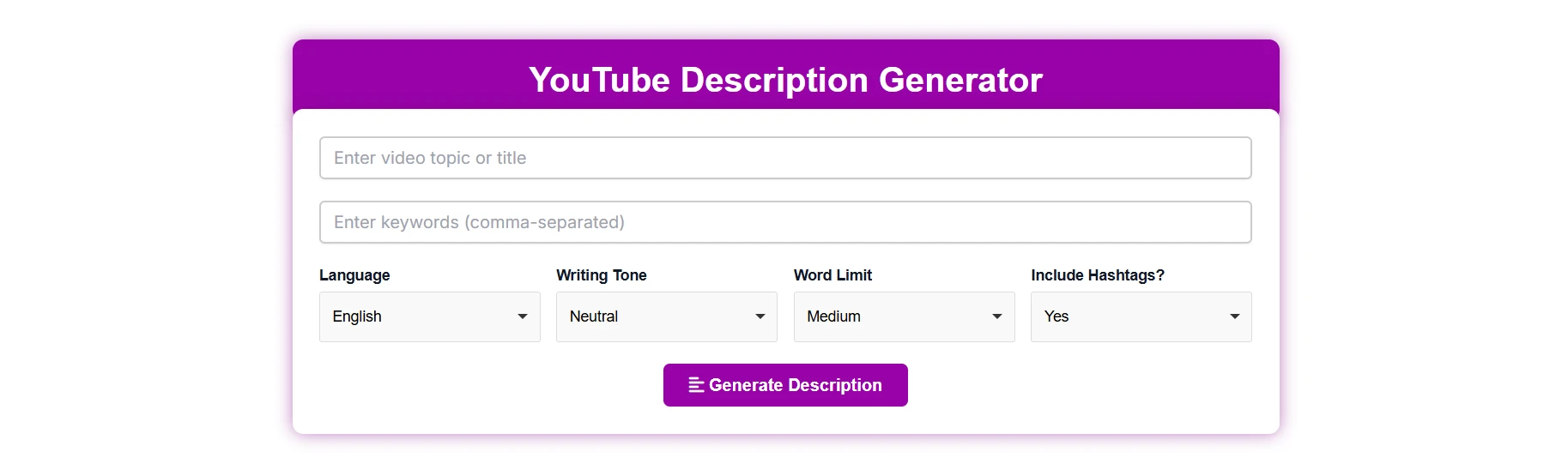 Youtube Description Generator