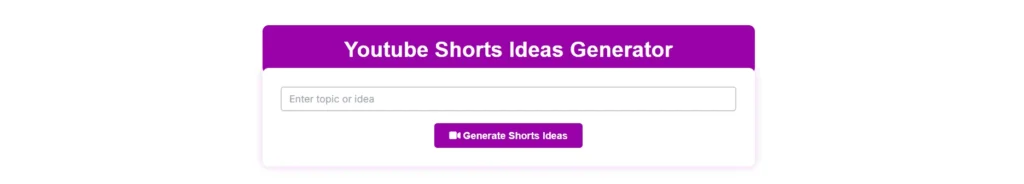 Youtube Shorts Ideas Generator