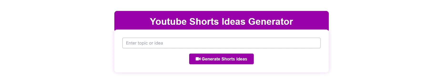 Youtube Shorts Ideas Generator
