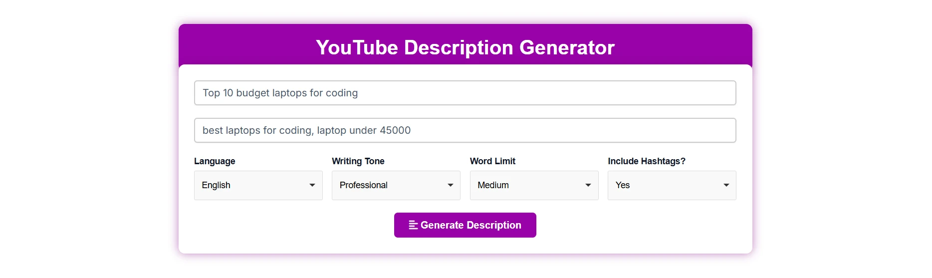 ai youtube description generator