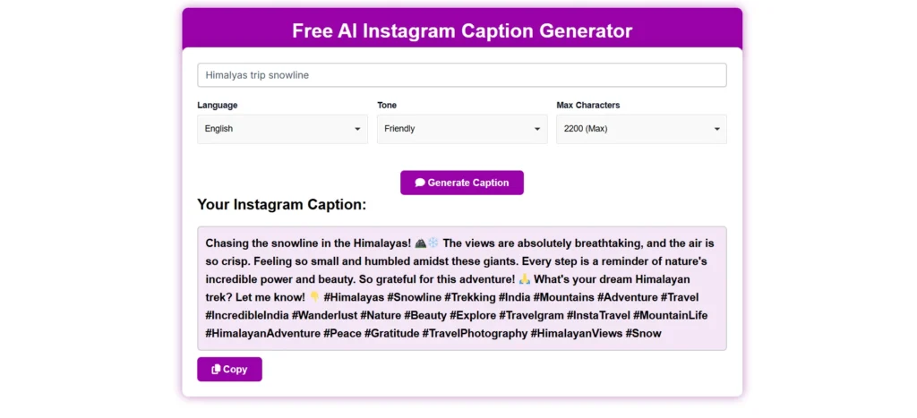 AI Caption Generator