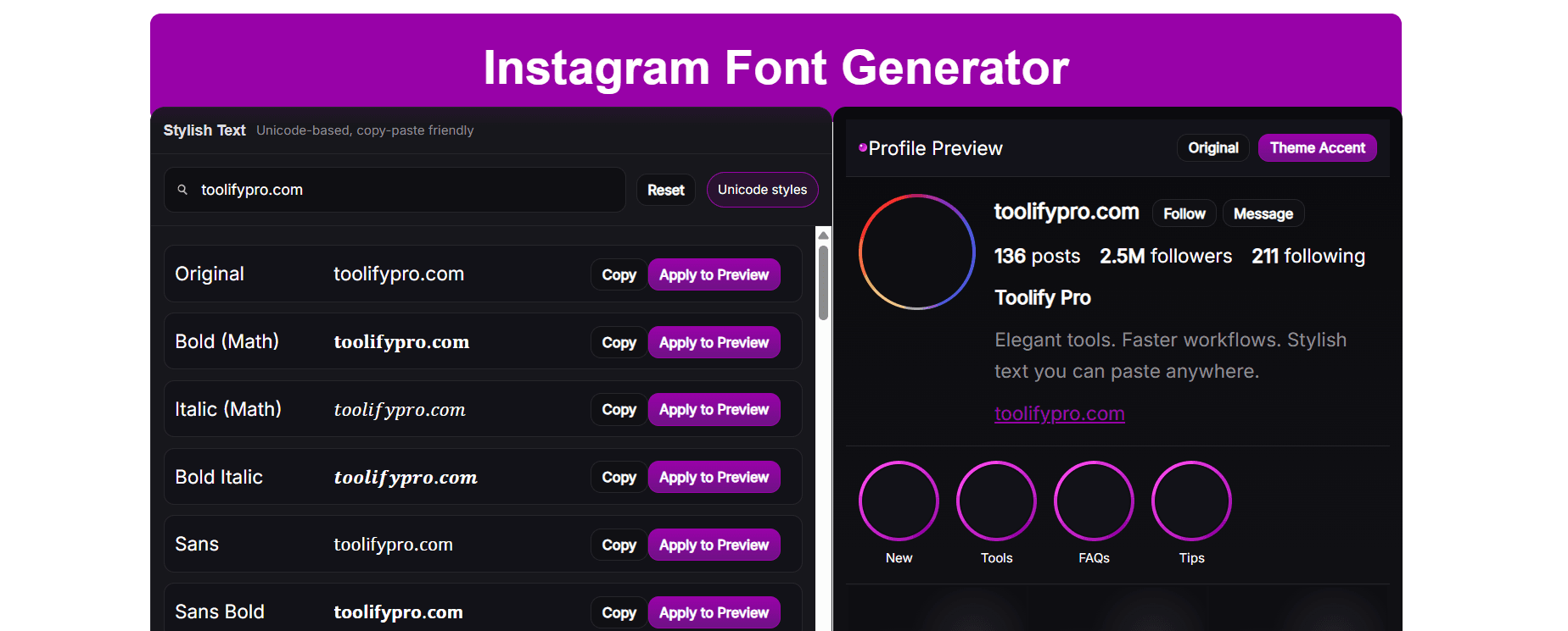 Instagram Font Generator