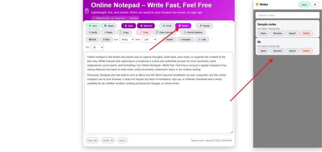 notepad online