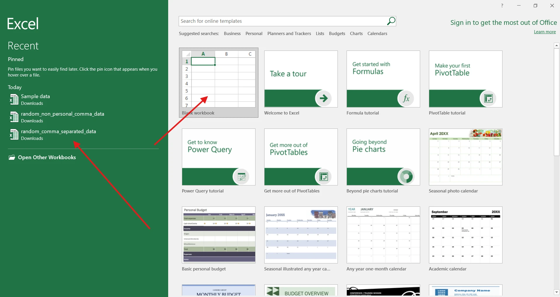 Open the Microsoft excel