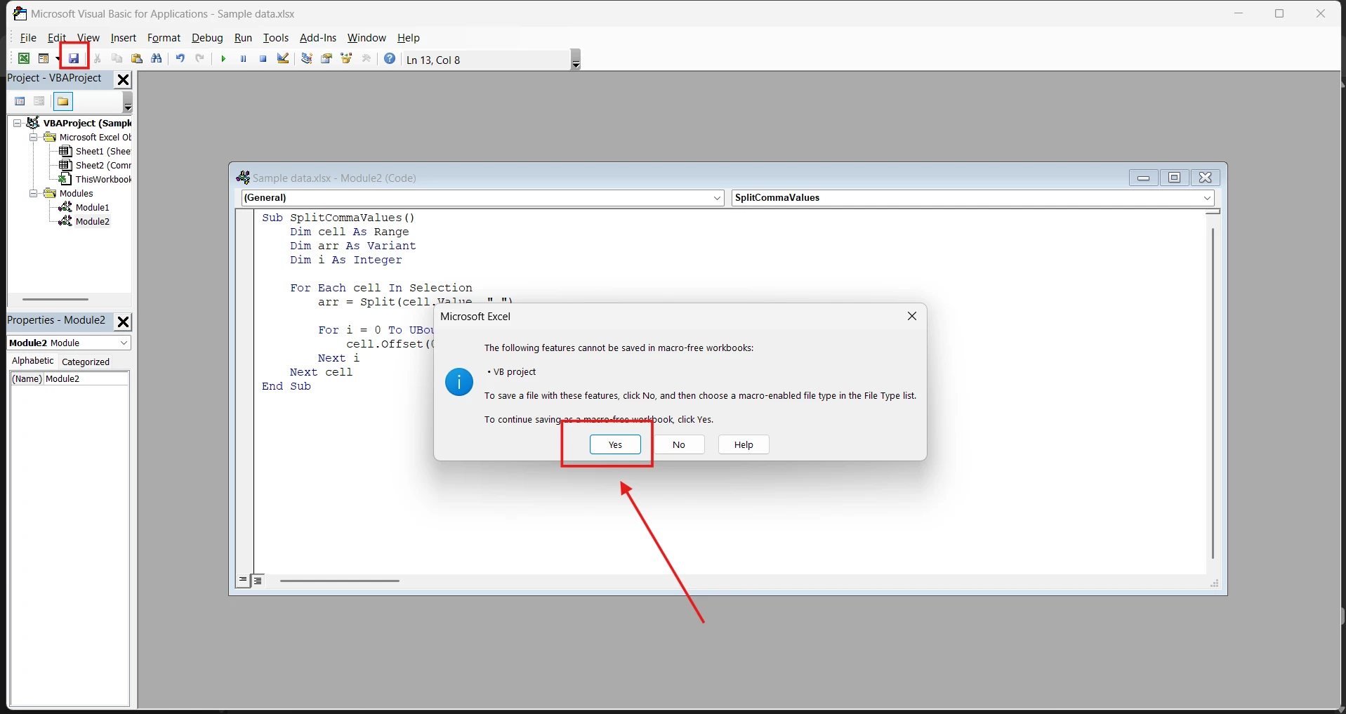 Visual Basic for Applications) module