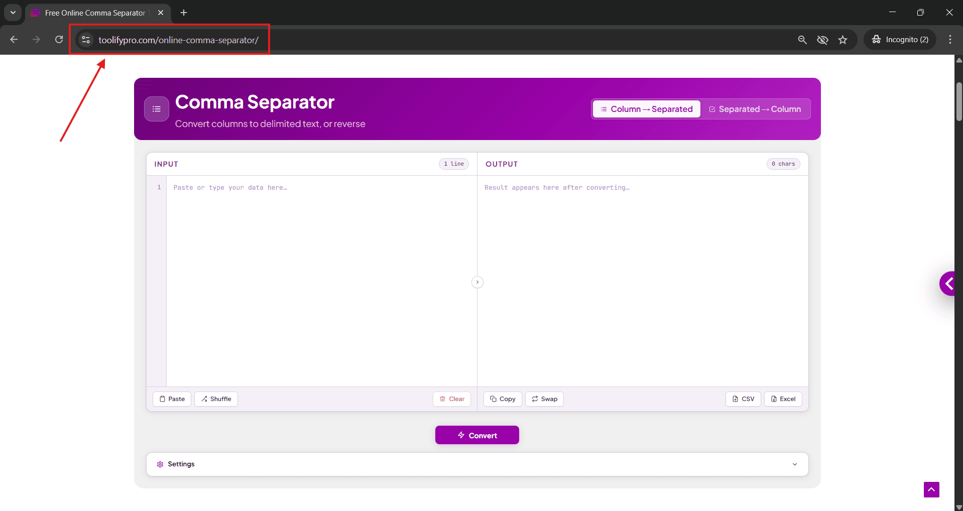 ToolifyPro Online Comma Separator Tool