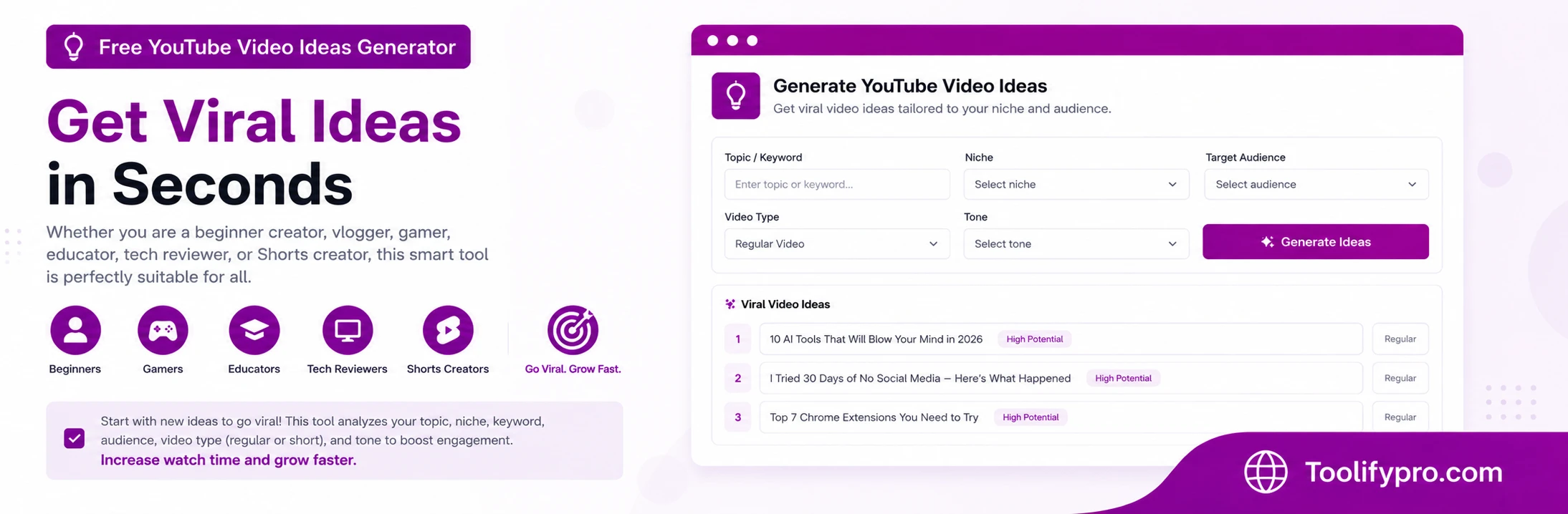 Free YouTube Video Ideas Generator